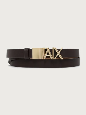 Armani Exchange pasek damski skórzany brązowy