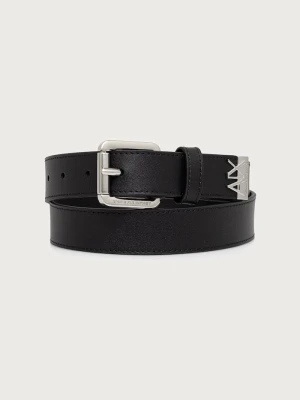 Armani Exchange pasek damski skórzany czarny