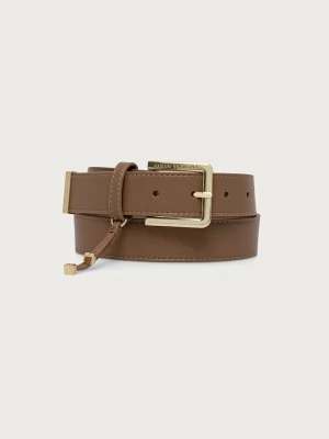 Armani Exchange pasek damski z imitacji skóry beżowy