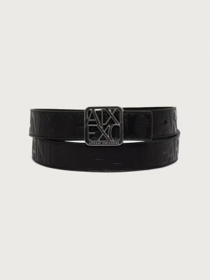 Armani Exchange pasek dwustronny damski z imitacji skóry czarny