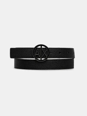 Armani Exchange pasek dwustronny damski z imitacji skóry czarny