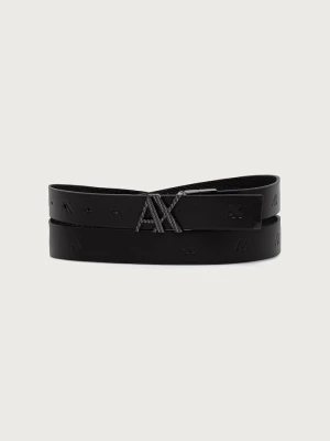 Armani Exchange pasek dwustronny męski skórzany czarny
