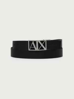 Armani Exchange pasek dwustronny męski skórzany czarny