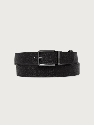 Armani Exchange pasek dwustronny męski z imitacji skóry czarny