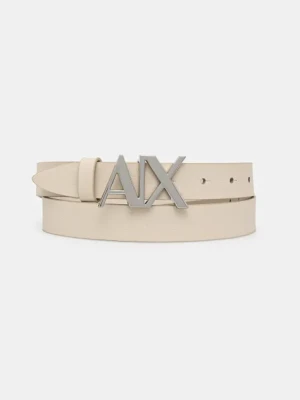 Armani Exchange pasek skórzany damski kolor beżowy