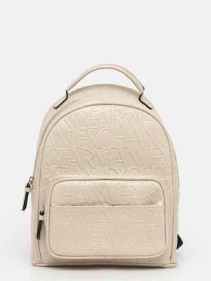 Armani Exchange plecak damski kolor beżowy mały gładki 942805 CC793