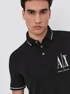 Armani Exchange Polo 8NZFPA.Z8M5Z.NOS męskie kolor czarny z aplikacją