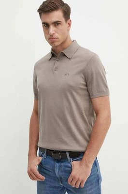 Armani Exchange polo bawełniane kolor beżowy gładki 8NZF5D ZM3JZ