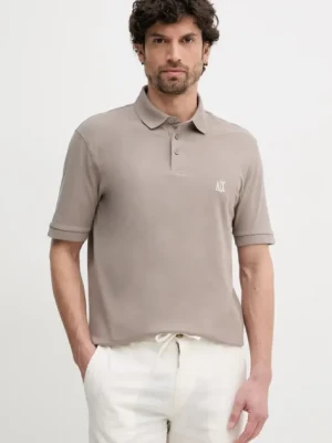 Armani Exchange polo bawełniane kolor beżowy gładki XM000367 AF13022