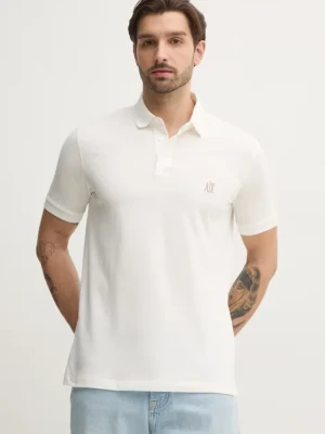 Armani Exchange polo bawełniane kolor biały gładki XM000367 AF13022