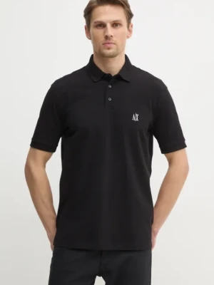 Armani Exchange polo bawełniane kolor czarny gładki XM000367 AF13022