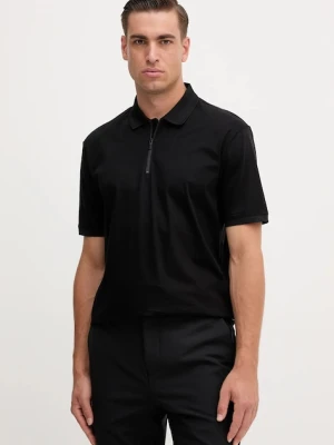 Armani Exchange polo bawełniane kolor czarny gładki XM001291 AF10364
