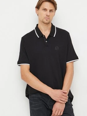 Armani Exchange polo bawełniane kolor czarny z aplikacją 8NZF75 Z8M5Z NOS