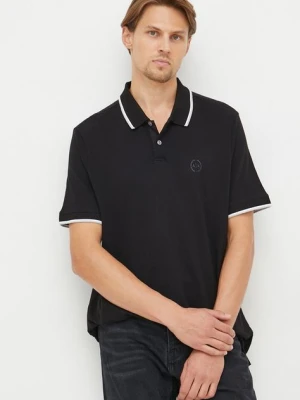 Armani Exchange polo bawełniane kolor czarny z aplikacją 8NZF75 Z8M5Z NOS