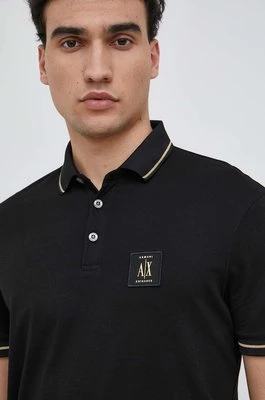 Armani Exchange polo bawełniane kolor czarny z aplikacją 8NZFPQ ZJH4Z NOS