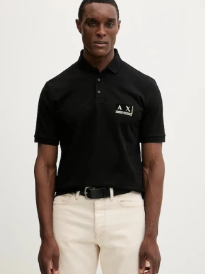 Armani Exchange polo bawełniane kolor czarny z nadrukiem XM001885 AF13026