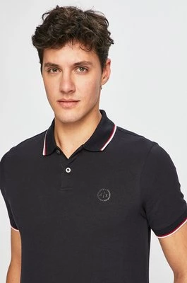 Armani Exchange polo bawełniane kolor granatowy gładki 8NZF75 Z8M5Z