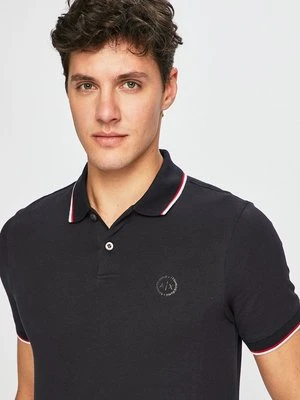 Armani Exchange polo bawełniane kolor granatowy gładki 8NZF75 Z8M5Z