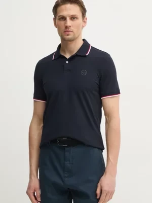 Armani Exchange polo bawełniane kolor granatowy gładki 8NZF75 Z8M5Z