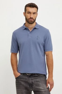 Armani Exchange polo bawełniane kolor niebieski z aplikacją 6DZFLK ZJXUZ