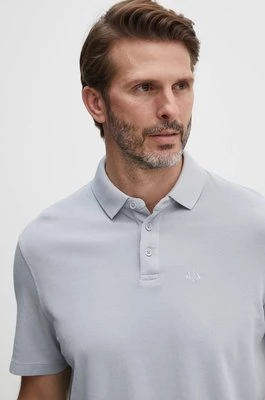 Armani Exchange polo bawełniane kolor szary gładki 3DZFAB ZJXUZ