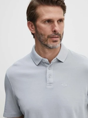 Armani Exchange polo bawełniane kolor szary gładki 3DZFAB ZJXUZ