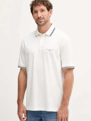 Armani Exchange polo bawełniane męski kolor beżowy gładki XM000993 AF10361