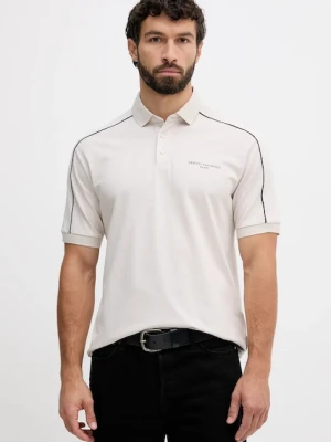Armani Exchange polo bawełniane męski kolor beżowy gładki XM001359 AF13026