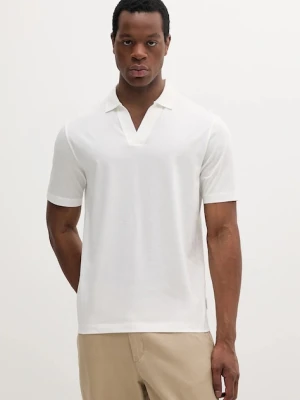 Armani Exchange polo bawełniane męski kolor biały gładki XM000492 AF10364