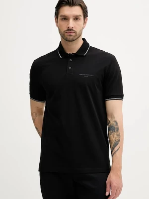 Armani Exchange polo bawełniane męski kolor czarny gładki XM000489 AF13026