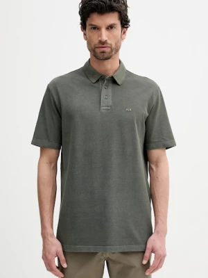 Armani Exchange polo bawełniane męski kolor czarny gładki XM000509 AF13055