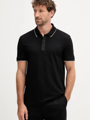 Armani Exchange polo bawełniane męski kolor czarny gładki XM001285 AF10366