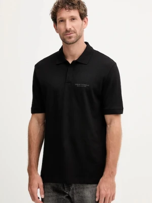 Armani Exchange polo bawełniane męski kolor czarny gładki XM001286 AF10366