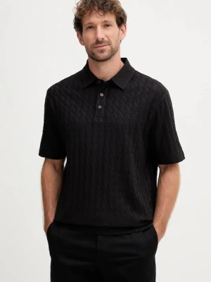 Armani Exchange polo bawełniane męski kolor czarny gładki XM001292 AF10337