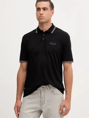 Armani Exchange polo bawełniane męski kolor czarny gładki XM001349 AF16246