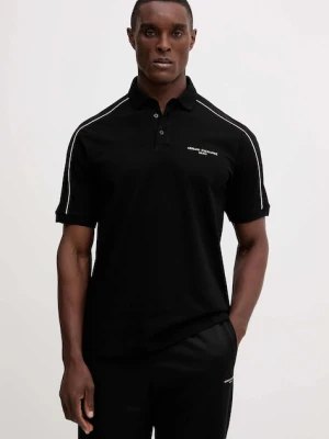 Armani Exchange polo bawełniane męski kolor czarny gładki XM001359 AF13026