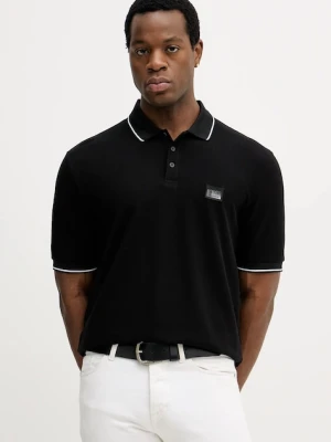 Armani Exchange polo bawełniane męski kolor czarny gładki XM001393 AF16262