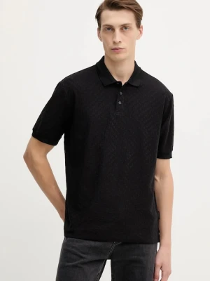 Armani Exchange polo bawełniane męski kolor czarny gładki XM001882 AF10337
