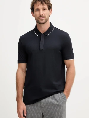 Armani Exchange polo bawełniane męski kolor granatowy gładki XM001285 AF10366
