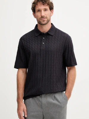 Armani Exchange polo bawełniane męski kolor granatowy gładki XM001292 AF10337