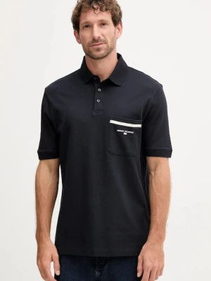 Armani Exchange polo bawełniane męski kolor granatowy z nadrukiem XM000990 AF10366