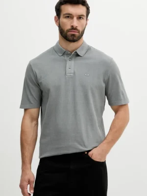 Armani Exchange polo bawełniane męski kolor szary gładki XM000509 AF13055