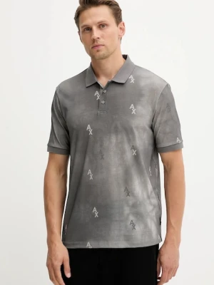 Armani Exchange polo bawełniane męski kolor szary wzorzysty XM001884 AF10356