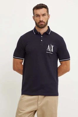 Armani Exchange polo męski kolor granatowy z aplikacją