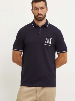 Armani Exchange polo męski kolor granatowy z aplikacją