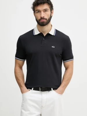 Armani Exchange polo męskie bawełniane granatowy