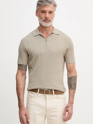 Armani Exchange polo męskie bawełniane beżowy