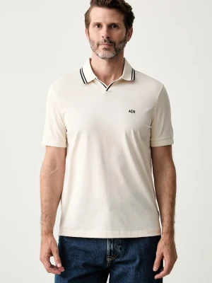 Armani Exchange polo męskie bawełniane beżowy