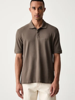 Armani Exchange polo męskie bawełniane brązowy