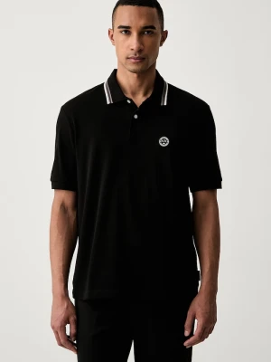 Armani Exchange polo męskie bawełniane czarny